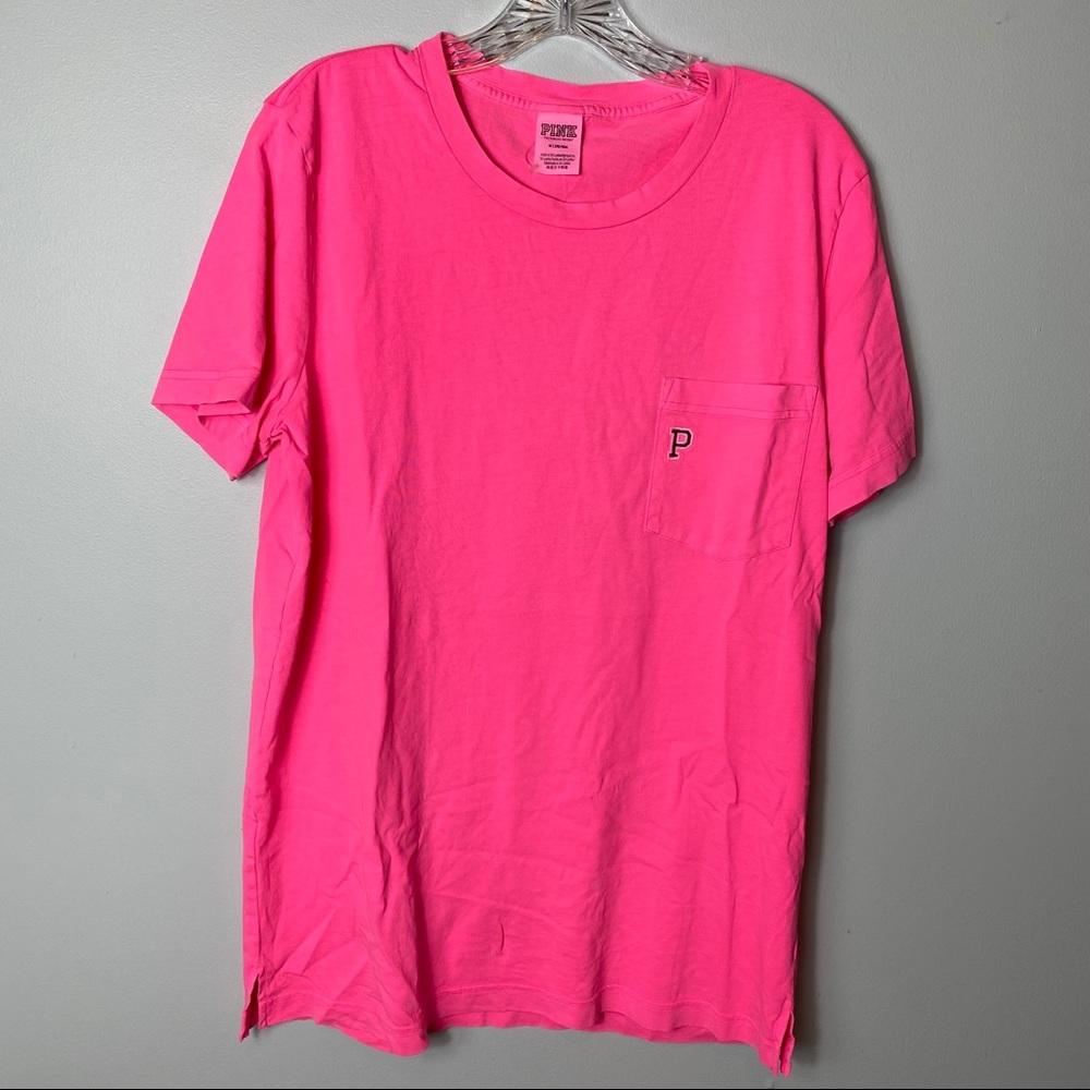 VS PINK Neon Pink Short Sleeve Basic Tee